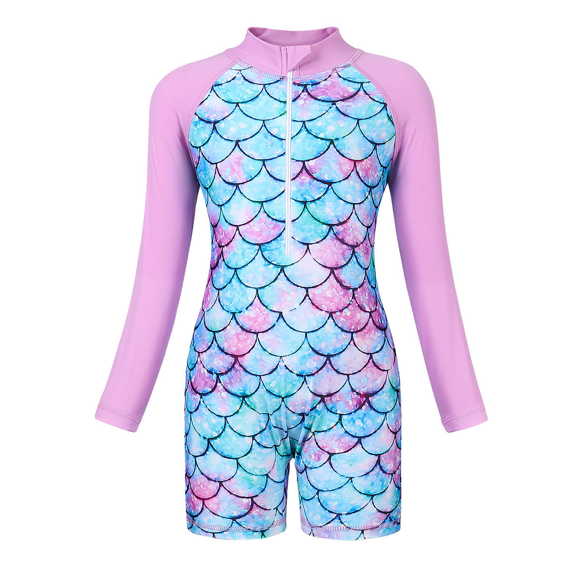 Girls' Long Sleeve One-Piece Mermaid Swimsuit