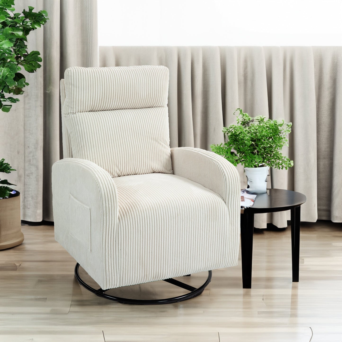 Silla mecedora giratoria tapizada JiaDa en beige