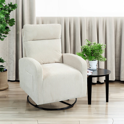 JiaDa Upholstered Swivel Glider Rocking Chair in Beige