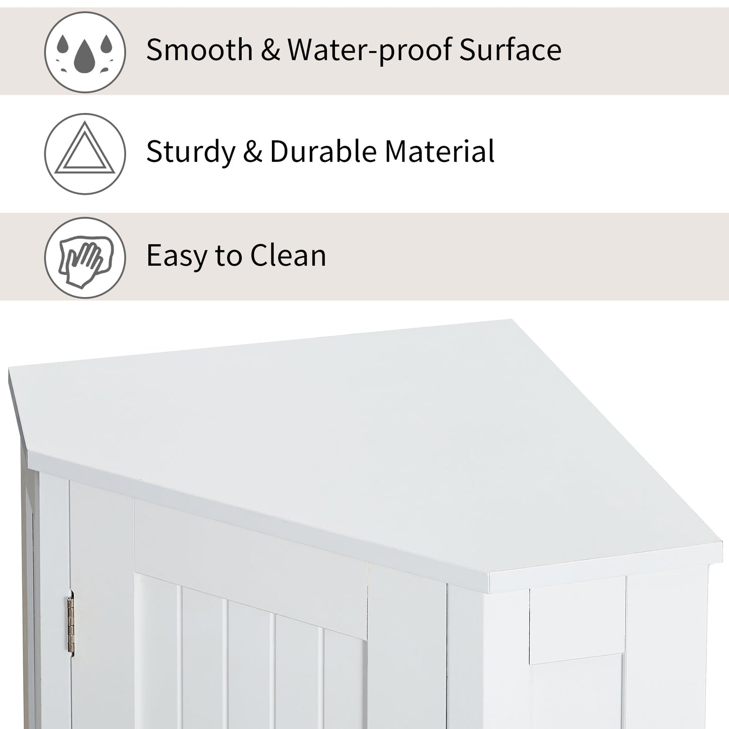 Modern White Triangle Corner Bathroom Cabinet with Adjustable Shelf