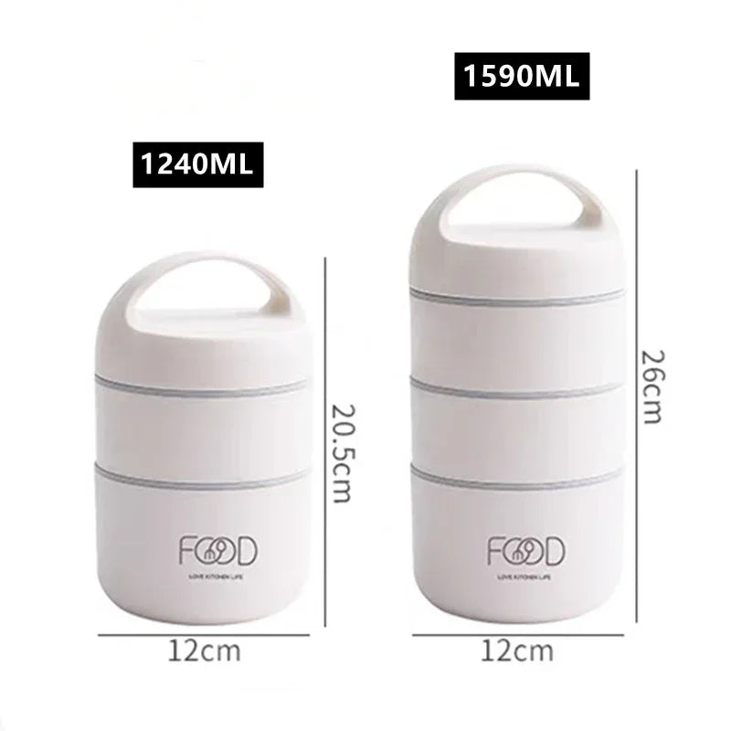 1240ML/1590ML Large Capacity Stainless Steel 304 Lunch Box Leak-Proof Multi layer Thermal Bento Box Adult Student Food Container - Korvel