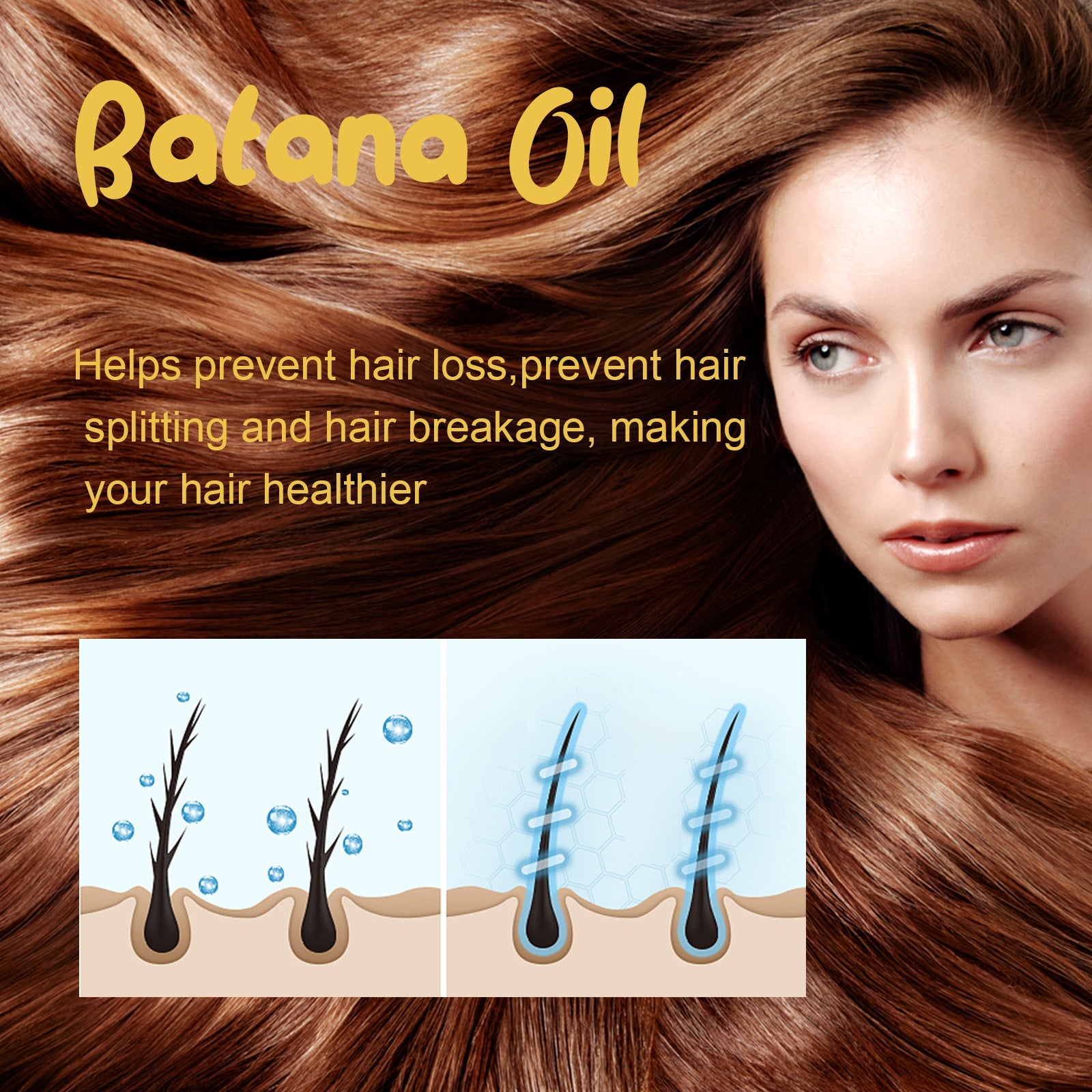 Batana Oil, Hydrating Repair Hair Sere Short-Tempered Soft Thick Hair Oil - Korvel