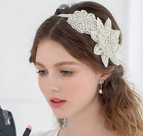 Handmade Crystal Flower Headband for Bridal Elegance