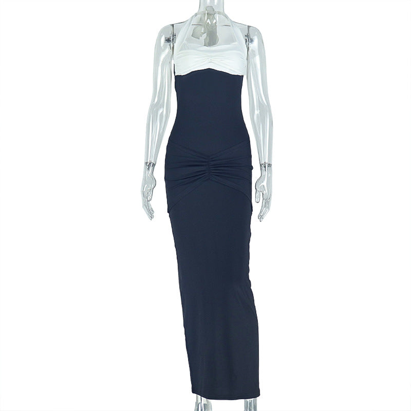 Slim Fit Sheath Dress with Halter Neck Ruffle Commuting Women's Dress - Korvel