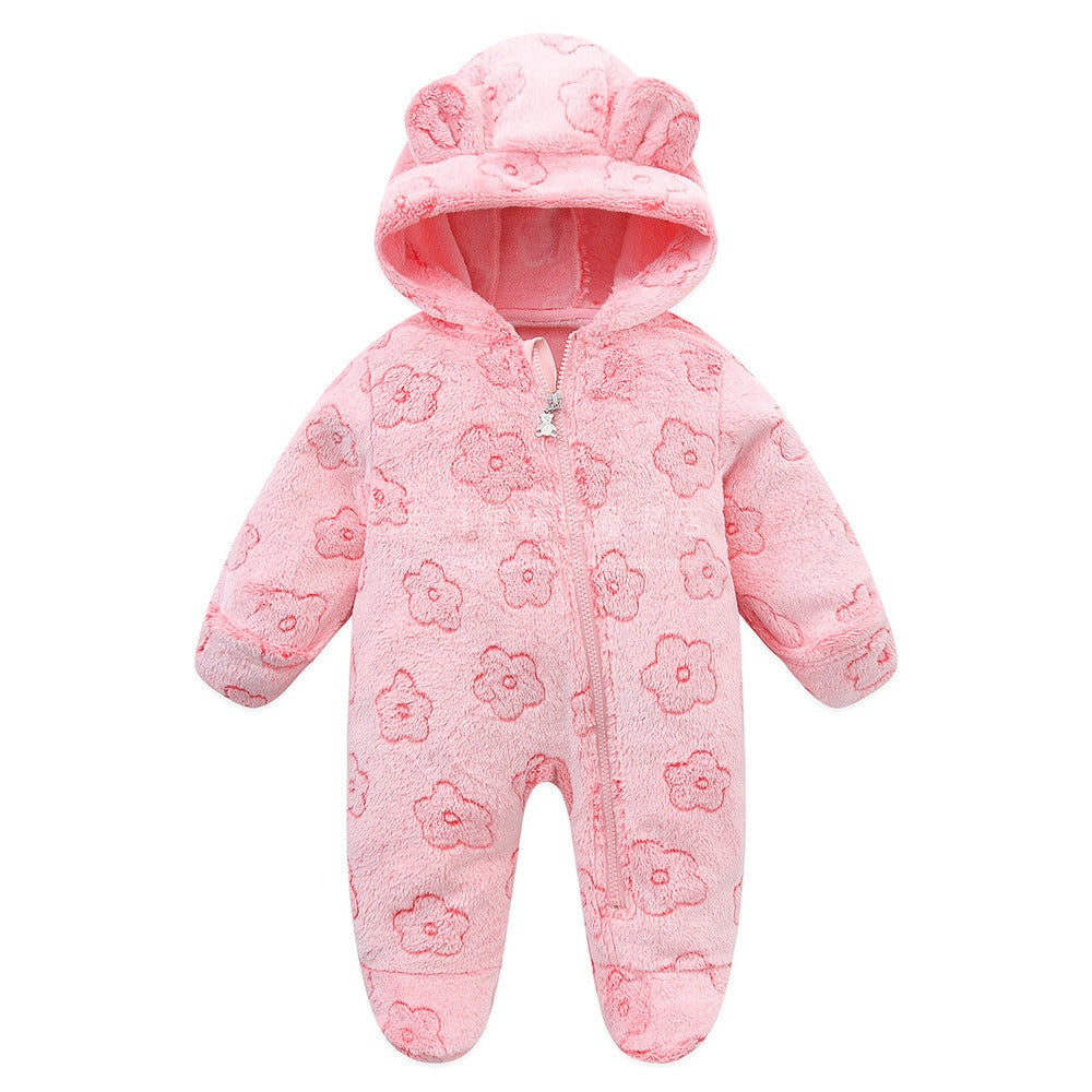 Baby cartoon hooded jumpsuit baby crawling suit - Korvel