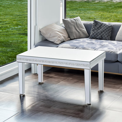 ON-TRANS Modern Glass Mirrored Coffee Table with Adjustable Height