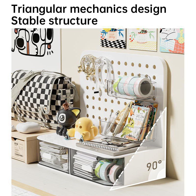 Premium Desk Organizer with Hook Drawer and Card Display Stand