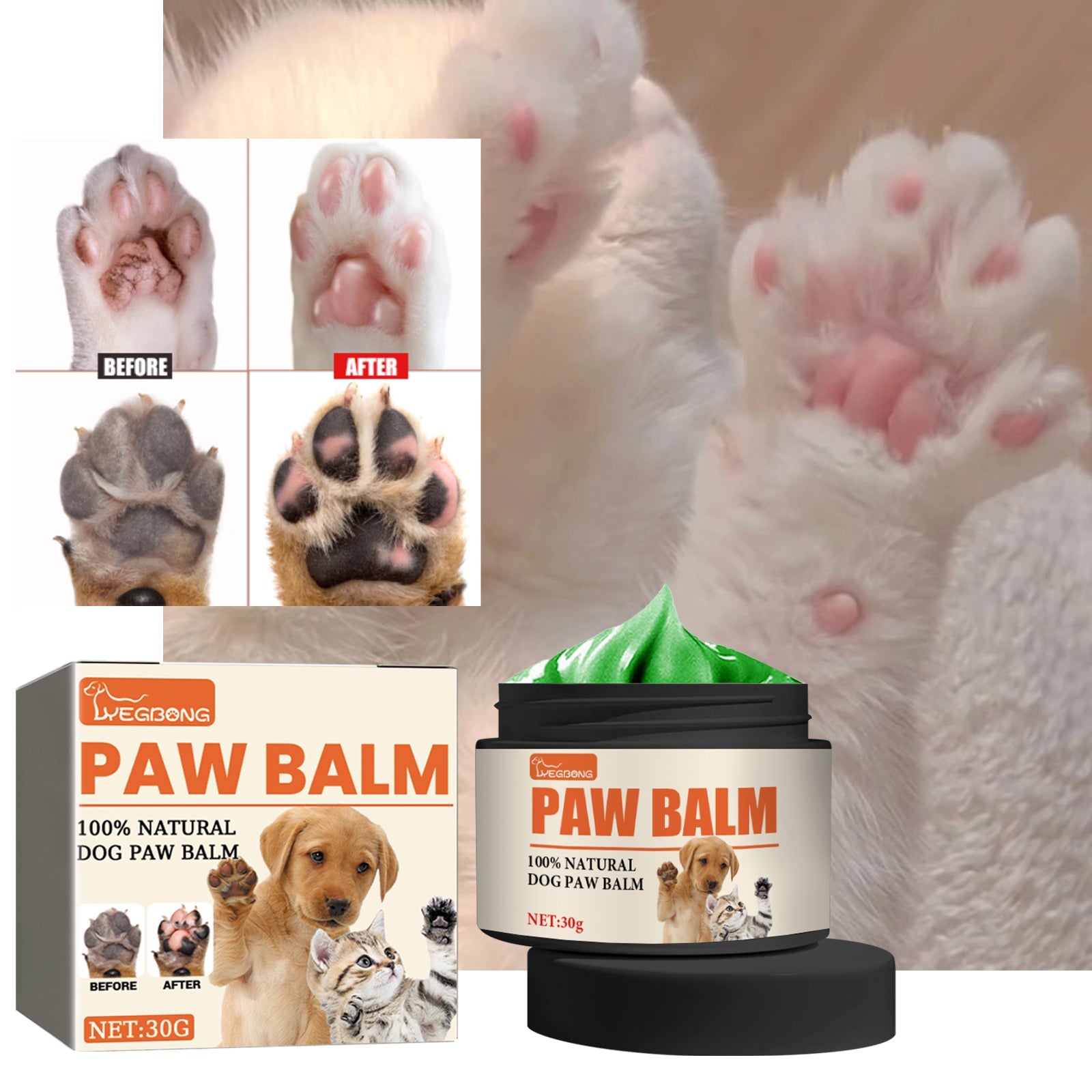 Pet Paw Care Cream, Moisturizing And Anti-Dry Crack Cat And Dog Foot Care Pad Paw Care Cream - Korvel
