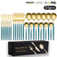 Cutlery Set Stainless Steel Knife Fork Set 24-Piece Tableware Set Golden Steak Knife Fork Spoon 6-Person Set - Korvel