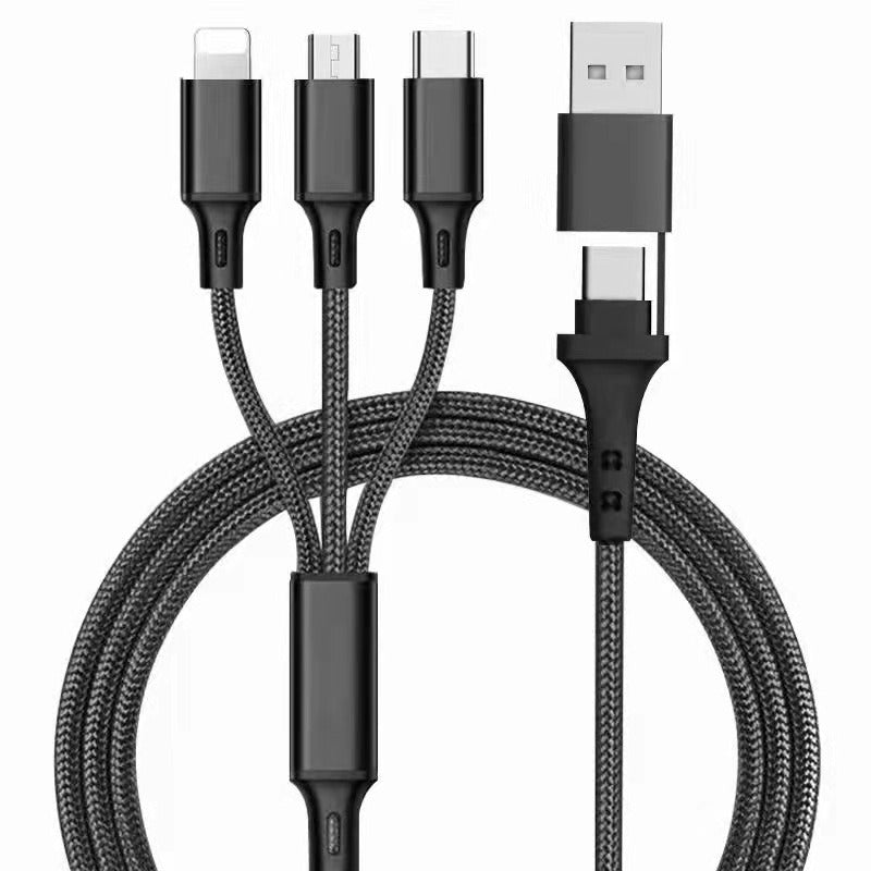 PD two to three 1.2-meter data cable TYPEC revolving three in one car phone charging cable - Korvel