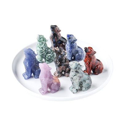 Natural Crystal Wolf Cub Carving - Premium Home Decor