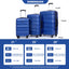 3 Piece Luggage Sets PC Lightweight & Durable Expandable Suitcase with Two Hooks, Spinner Wheels, TSA Lock, (21/25/29) Dark Blue - Korvel