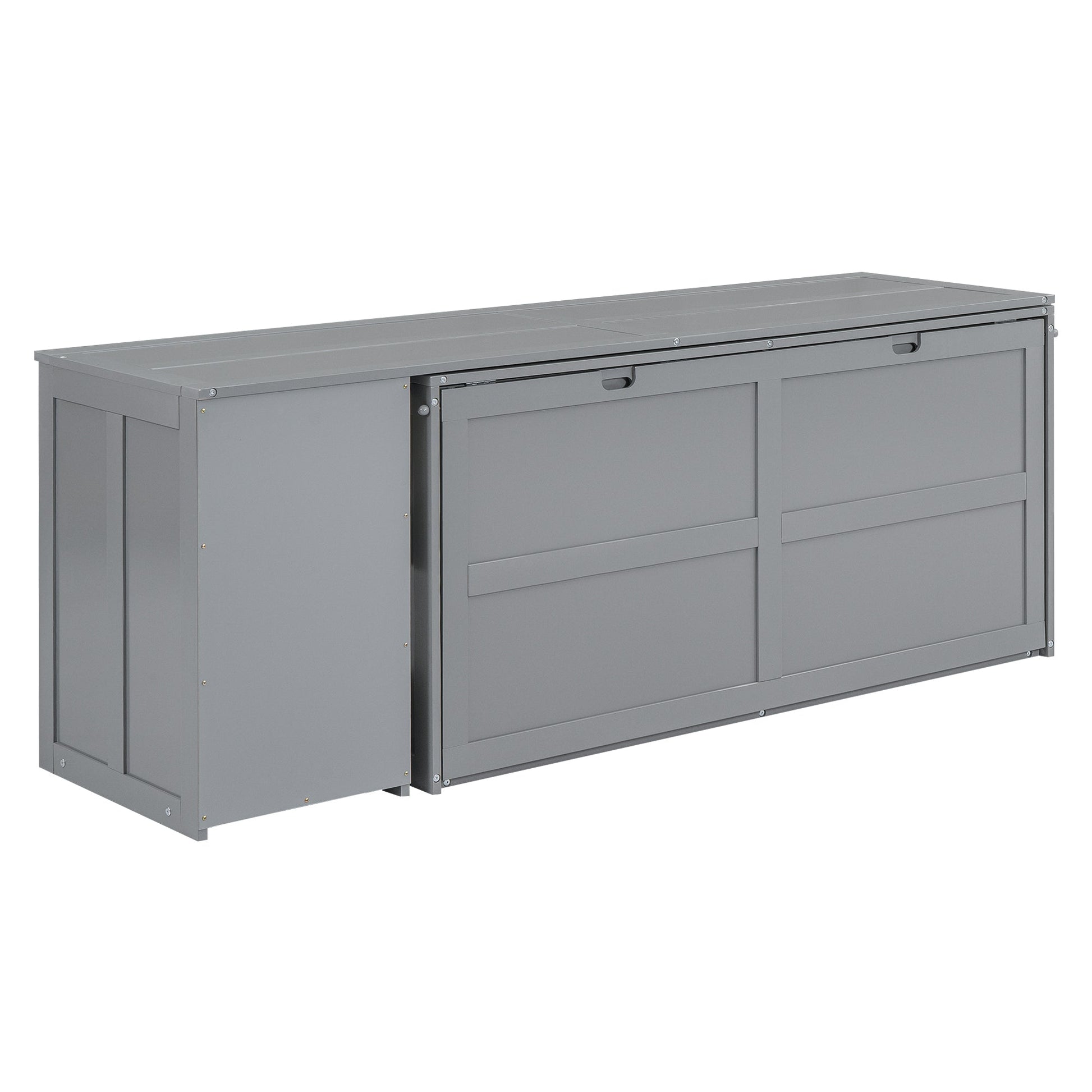Queen Size Murphy Bed with Rotable Desk  Gray - Korvel
