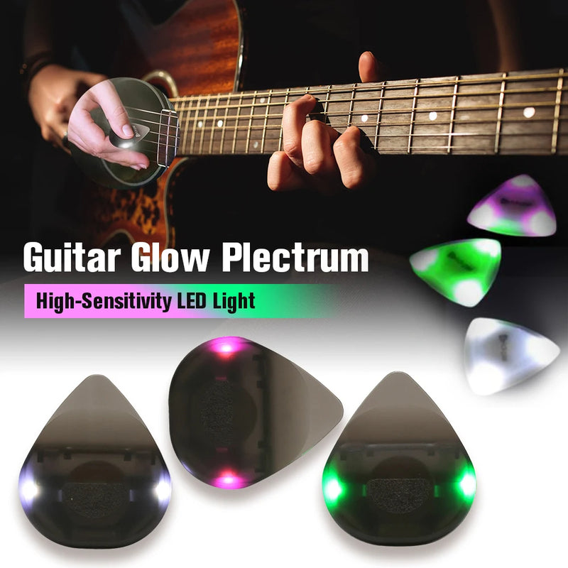 Guitar Touch Luminous Pick with High-Sensitivity LED Light Stringed Instrument Plectrum Non-Slip for Bass Electric Guitarists - Korvel