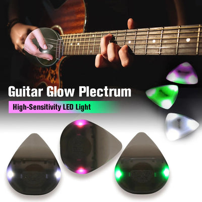 Guitar Touch Luminous Pick with High-Sensitivity LED Light Stringed Instrument Plectrum Non-Slip for Bass Electric Guitarists - Korvel