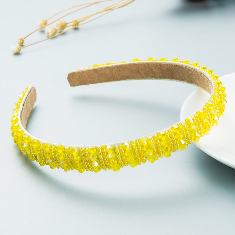 Hair Hoop Hand-Woven Beaded Headband Female Baroque Sponge Hair Bundle Korean Face Wash Hair Accessories - Korvel