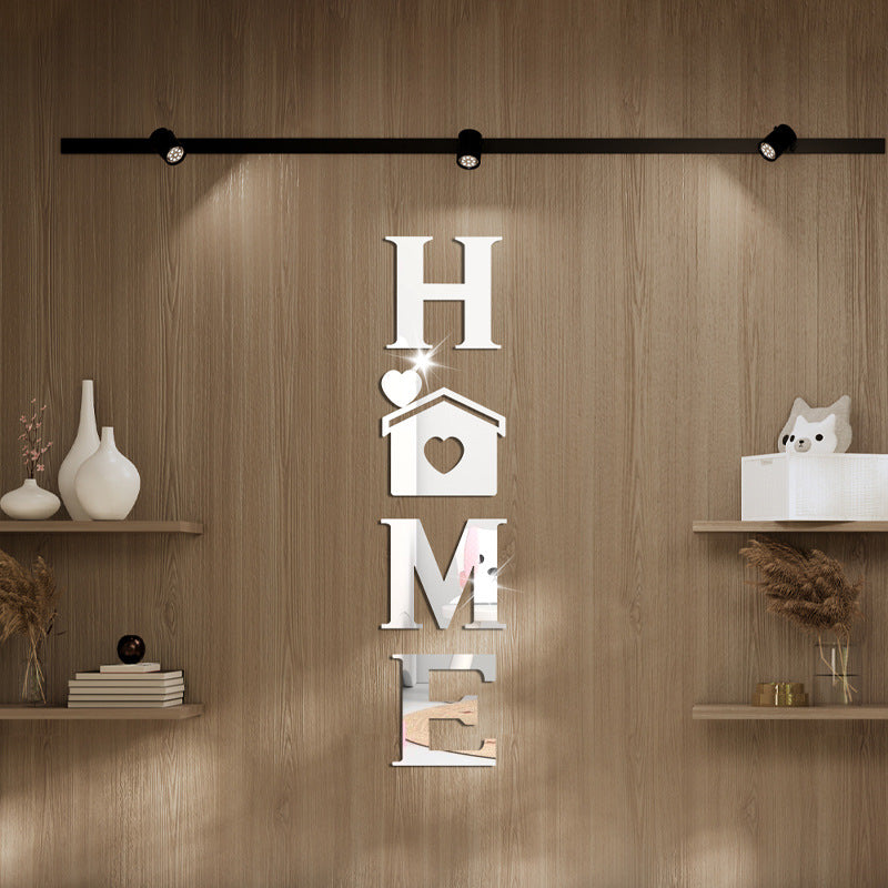 Acrylic Mirror Stickers: Home House Love Combo Bestseller Shein Soft Mirror Decorative Wall Stickers with Letter Hearts - Korvel