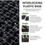 12 x 12 inch black interlocking deck tiles, plastic waterproofing, pebble pattern, pack of 12 - Korvel