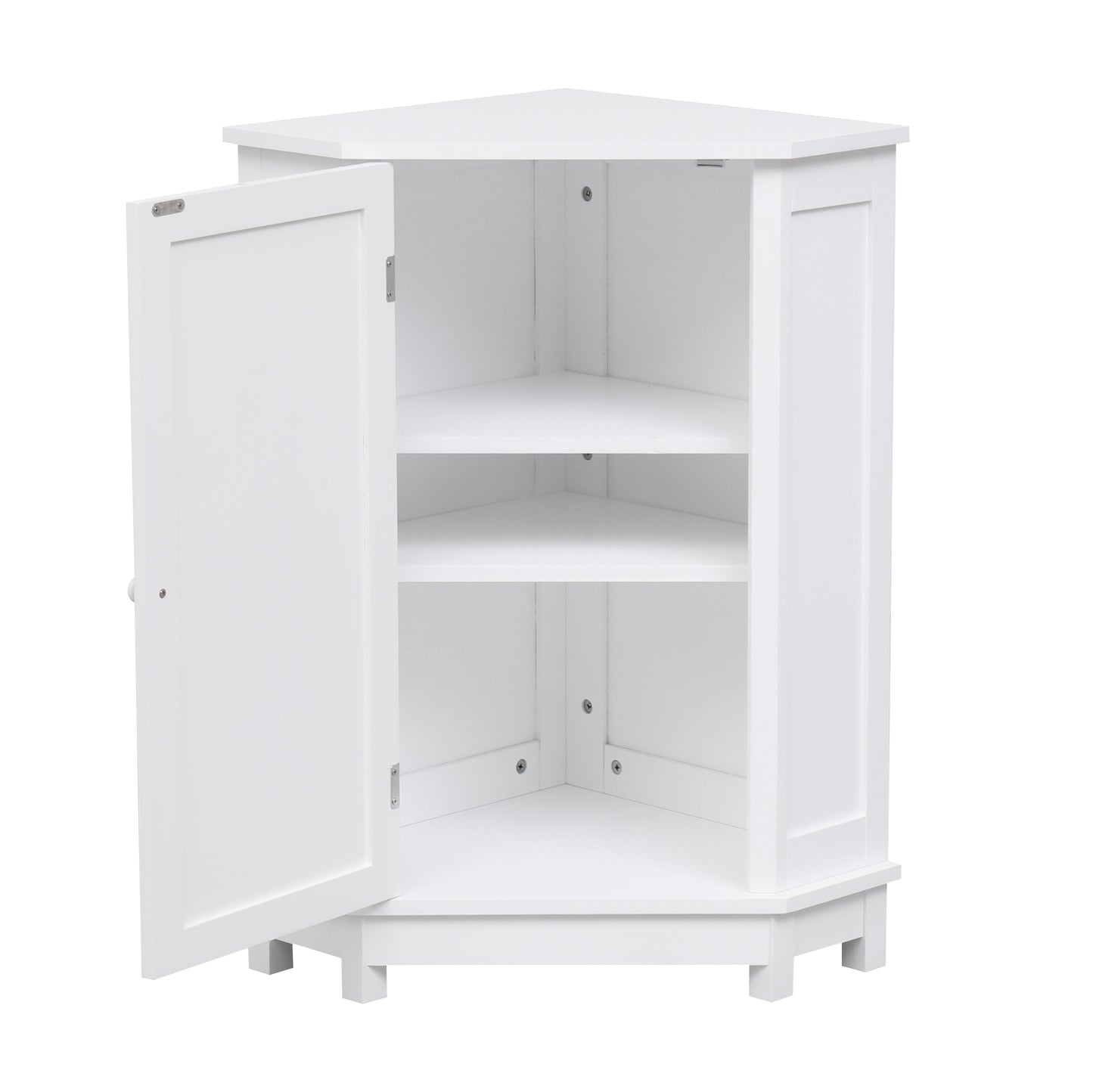 Modern White Triangle Corner Bathroom Cabinet with Adjustable Shelf