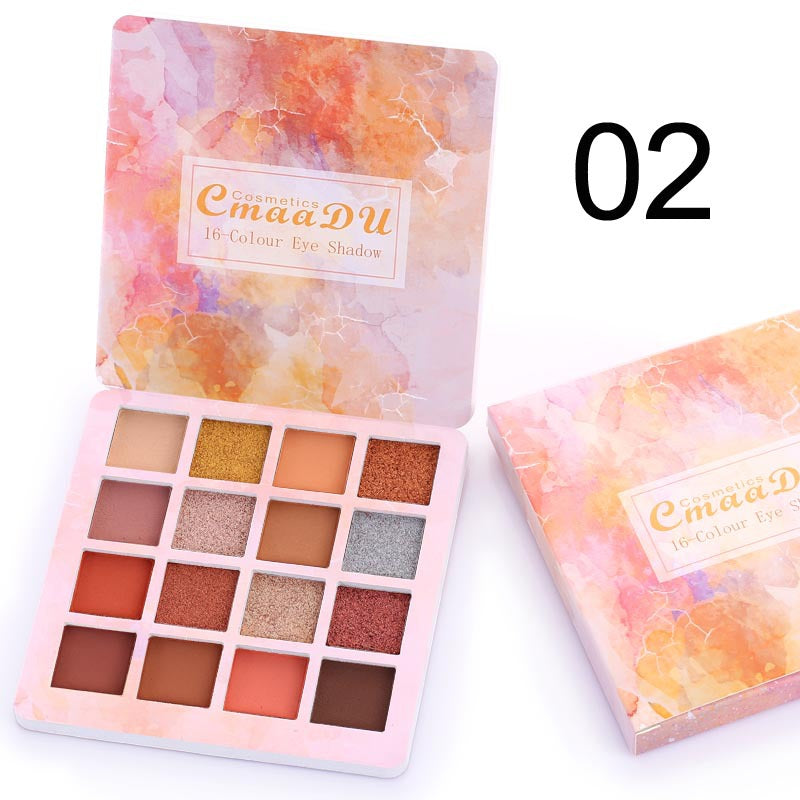 CmaaDu 16 Shades Shiny Eyeshadow - Matte & Metallic