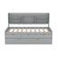 Twin Size Wooden Captain Bed with Built-in Bookshelves,Three Storage Drawers and Trundle Light Grey - Korvel