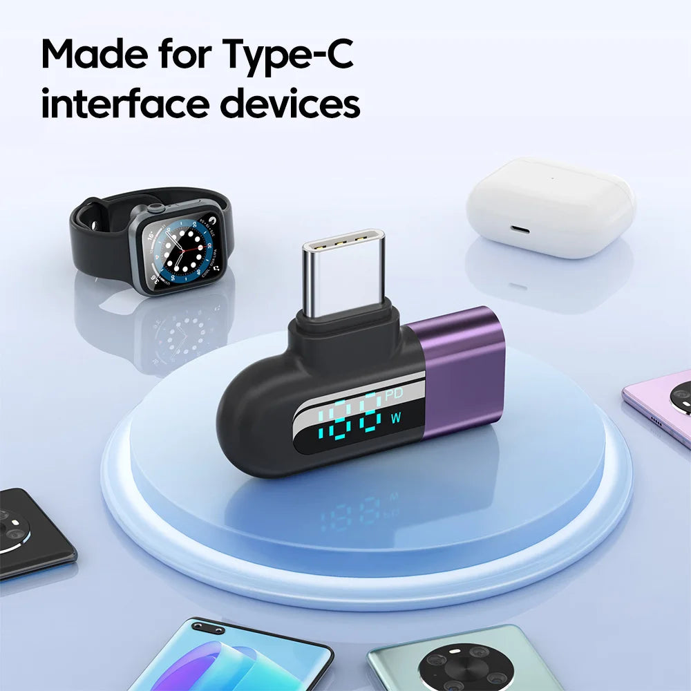 TG adapter 6A intelligent digital display supports 120W fast charging data cable, USB 2.0 port, Type-C adapter - Korvel
