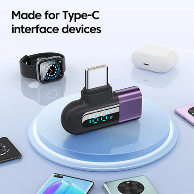 TG adapter 6A intelligent digital display supports 120W fast charging data cable, USB 2.0 port, Type-C adapter - Korvel