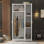 3 Door Wardrobe with Mirror, Armoire with Hanging Rod and 3 Fixed Shelves,White - Korvel
