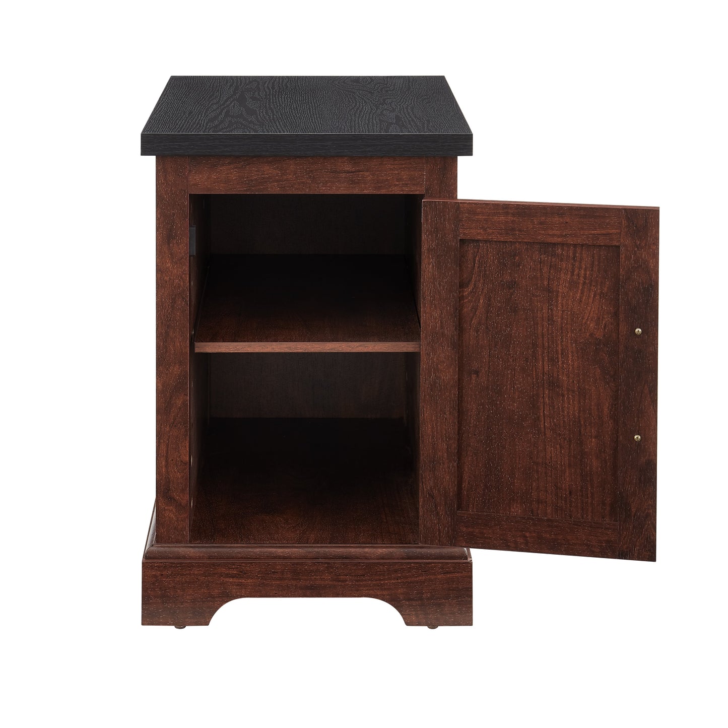 Farmhouse tea table bedside table rectangular farmhouse tea table with barn door and adjustable storage rack OAK - Korvel