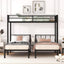Twin over Twin & Twin Bunk Beds for 3, Twin XL over Twin & Twin Bunk Bed Metal Triple Bunk Bed, Black - Korvel