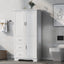 Tall and Wide Storage Cabinet with Doors for Bathroom/Office, Three Drawers, White - Korvel