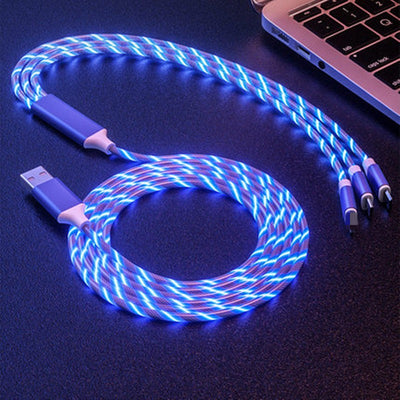Multi-Head 3-in-1 Charging Cable with Light Emission