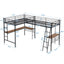 Twin Size Metal Loft Bed with Two Built-in Desks Black - Korvel