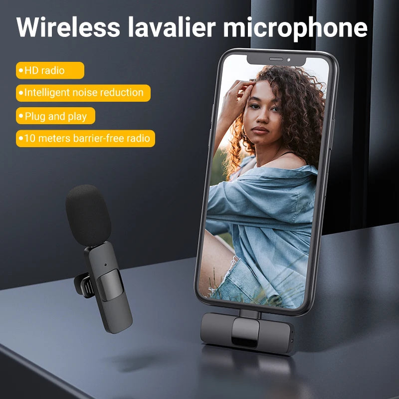 MAMEN Wireless Vlogging Kit Phone Tripod with Lavalier Microphone LED Light for iPhone Android Smartphone Live Streaming Toolkit - Korvel