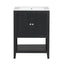 Meuble de salle de bain moderne noir de 24" avec évier en céramique élégant