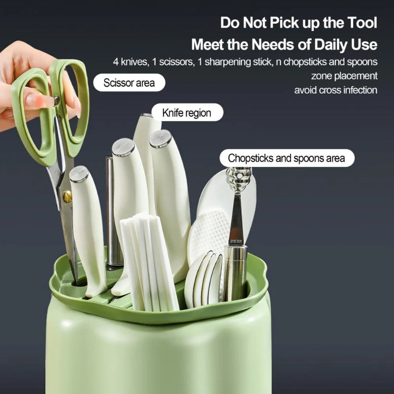 Rotating Knife Holder, Petal Shaped, 360 Degree Rotating, Large Capacity Chopsticks, Knife Holder, Kitchen Supplies Storage Rack - Korvel