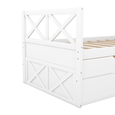 Multi-Functional Daybed with Drawers and Trundle - White