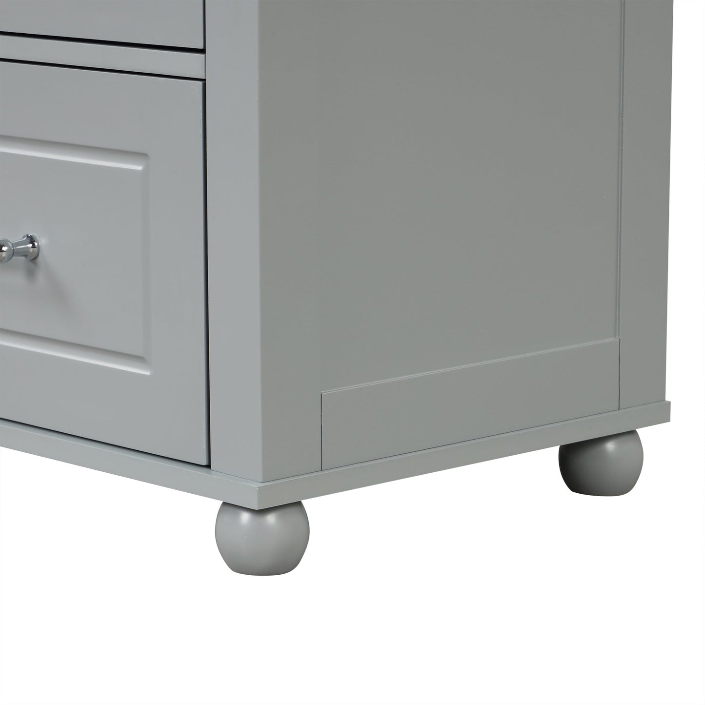 Tall Bathroom Storage Cabinet, Freestanding Storage Cabinet with Two Drawers and Adjustable Shelf, MDF Board , Grey - Korvel