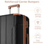 Hardshell Luggage Spinner Suitcase with TSA Lock Lightweight Expandable 24'' (Single Luggage) Black Brown + ABS + 24 Inch - Korvel