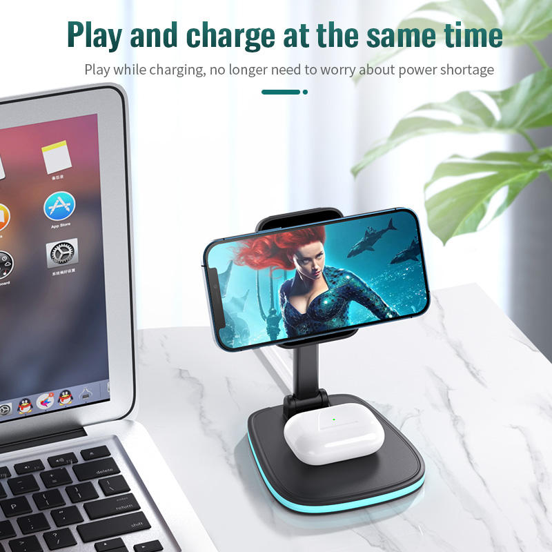 Multi functional wireless charging desktop magnetic bracket suitable for folding wireless chargers for Apple and Huawei phones - Korvel