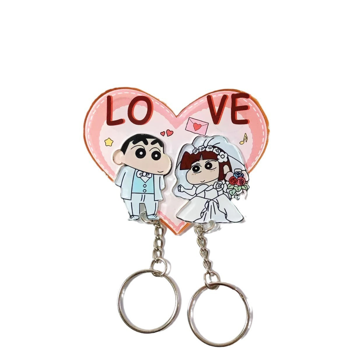 Crayon Shin chan couple keychain refrigerator sticker Simpson family flying house travel notes mobile castle couple pendant - Korvel