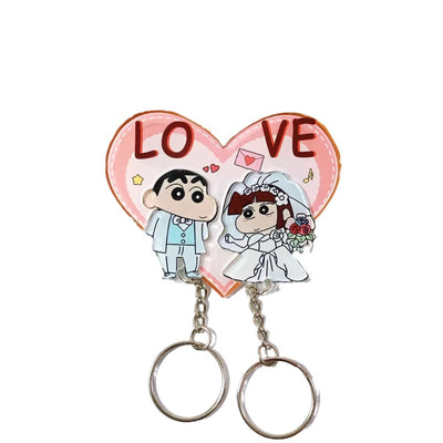 Crayon Shin chan couple keychain refrigerator sticker Simpson family flying house travel notes mobile castle couple pendant - Korvel