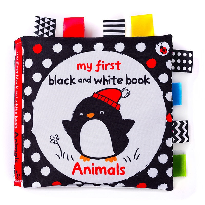 LakaRose Baby Black and White Label Cloth Book Newborn Infant Early Education Books Cloth Quiet Books - Korvel