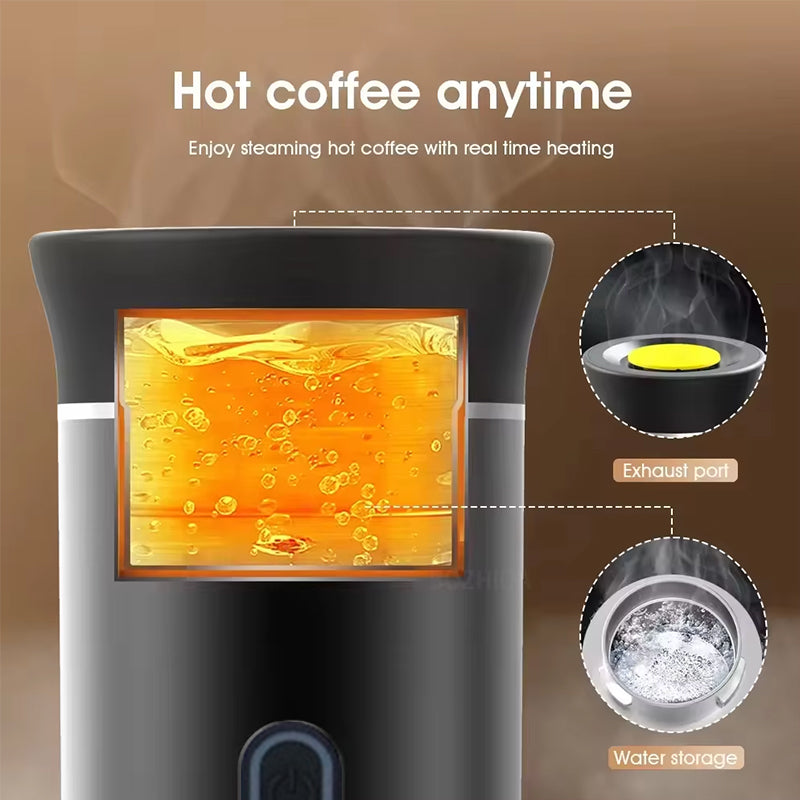 2025 Upgraded 3-in-1 Cordless Coffee Maker - 20Bar Portable for Car/Camping/Home, Capsule/Powder, USB Fast Heat - Korvel