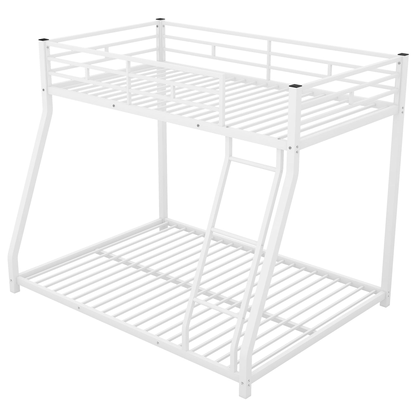 Premium Metal Floor Bunk Bed - Twin over Full in White