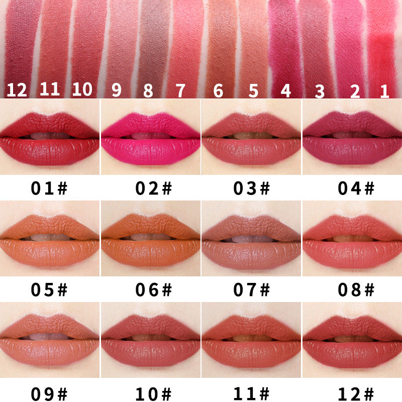 Small Square Tube Matte Matte Not Easy To Fall Off Lipstick Smooth Moisturizing Not Pull Dry Lasting Color Portable Lipstick Makeup - Korvel