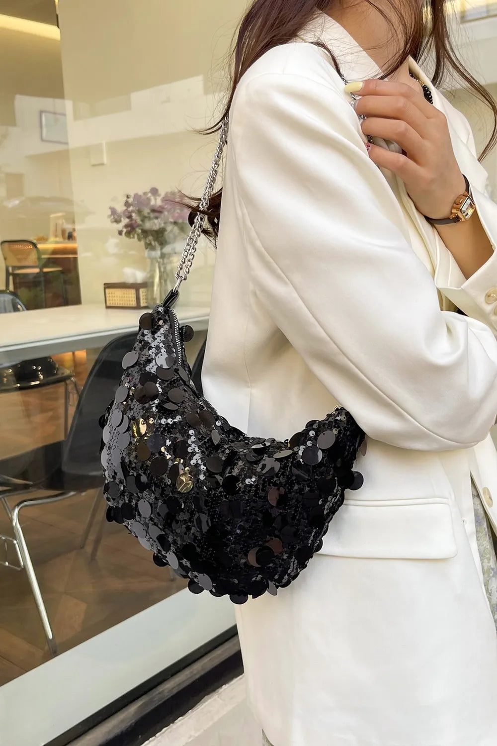 Sequin Chain Crossbody Bag - Korvel