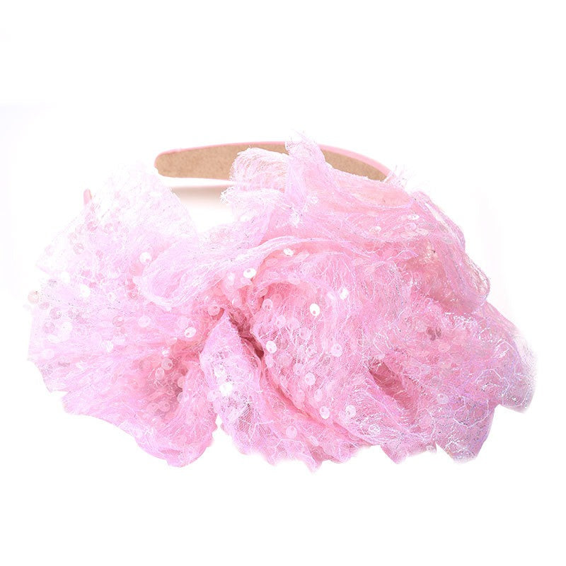 Fashionable fish scale cloud fabric large bow hairband - Korvel