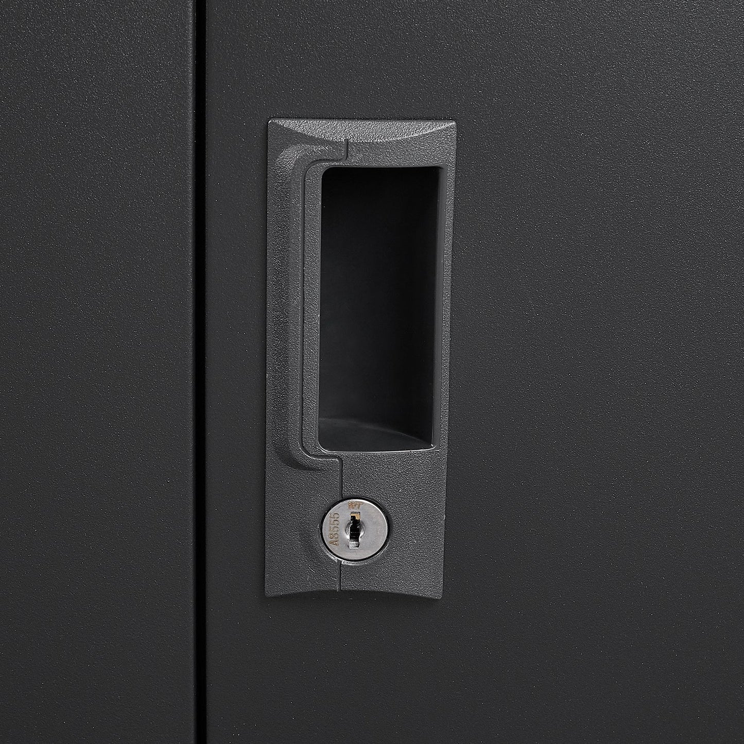 Metal storage cabinet with locked door and adjustable shelf foldable storage cabinet black - Korvel