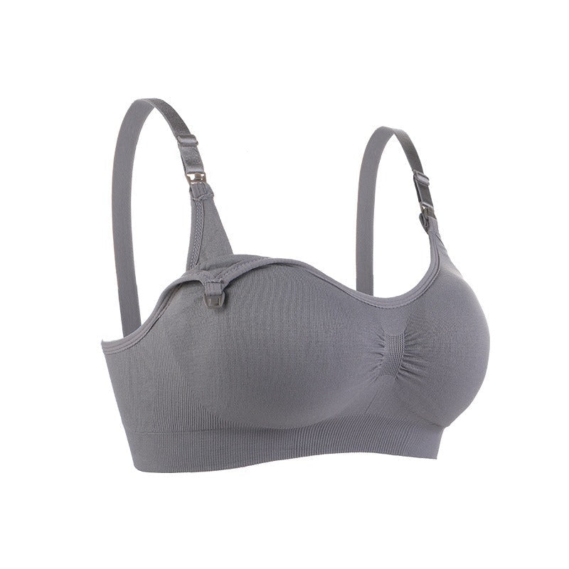 Pregnant Women Without Steel Ring Front Open Buckle Plus Size Seamless Breastfeeding Bra Adjustment Type Gathering Bra Underwear - Korvel